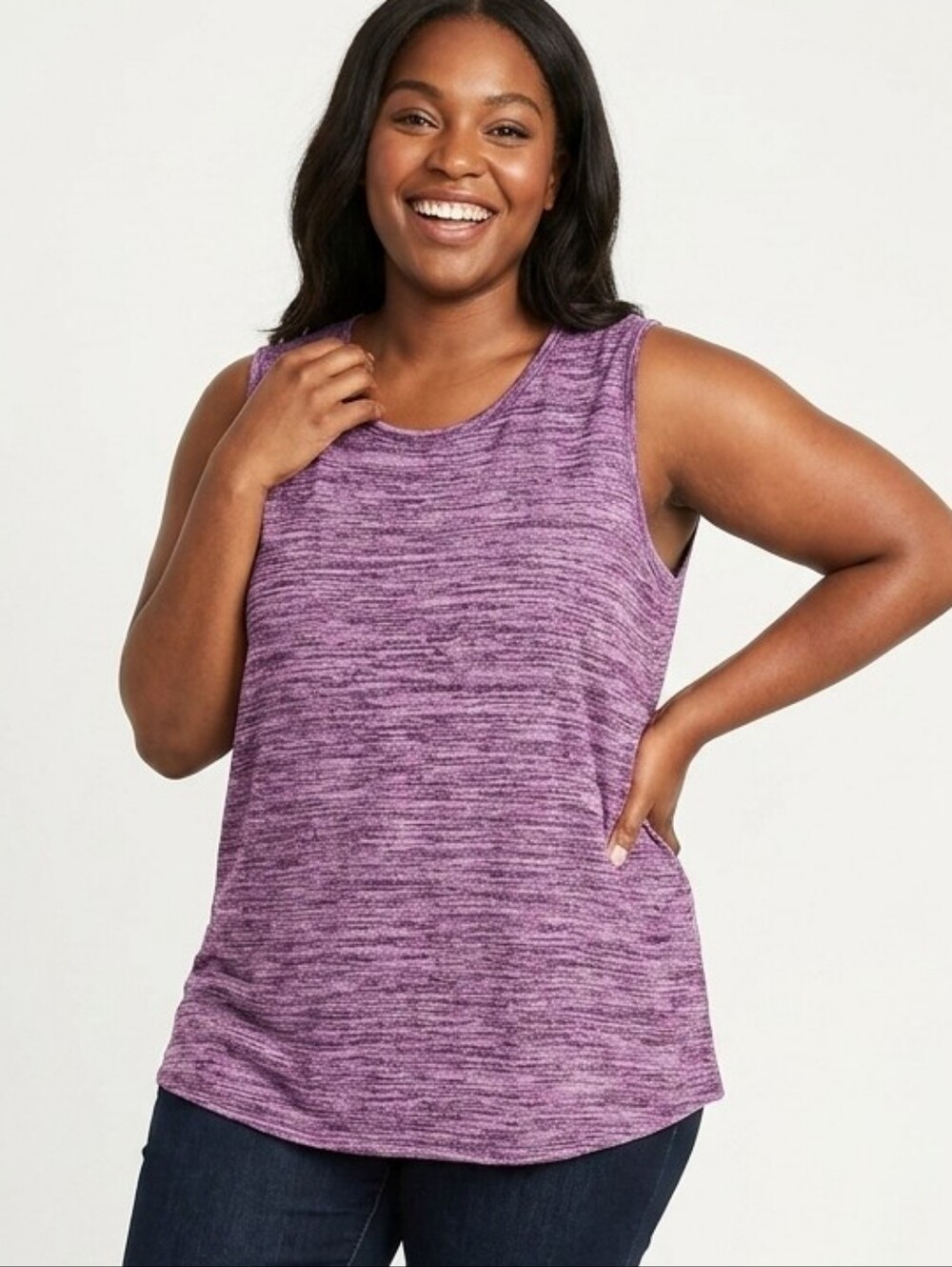 Terra & Sky Plus Size Sleeveless Purple Heathered Tank Top
